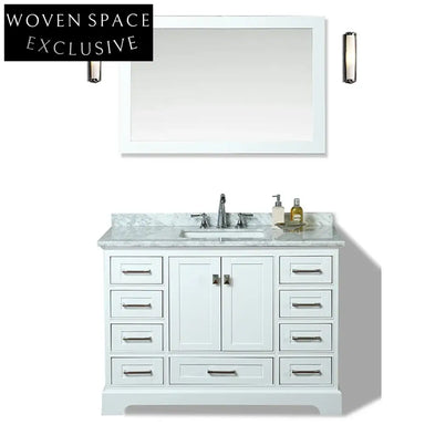 48 Inch Modern White Bathroom Vanity Cabinet with Soft-Close Drawers