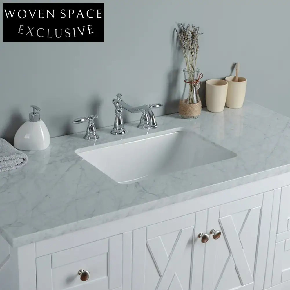 48-inch Modern White Bathroom Washbasin Cabinet Durable Vanity Set