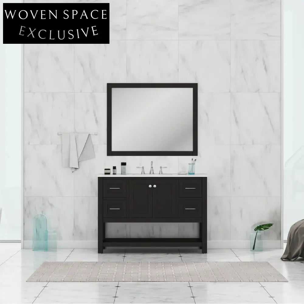 48-inch Solid Oak Wood Bathroom Vanity Cabinet with Soft-Close Drawers