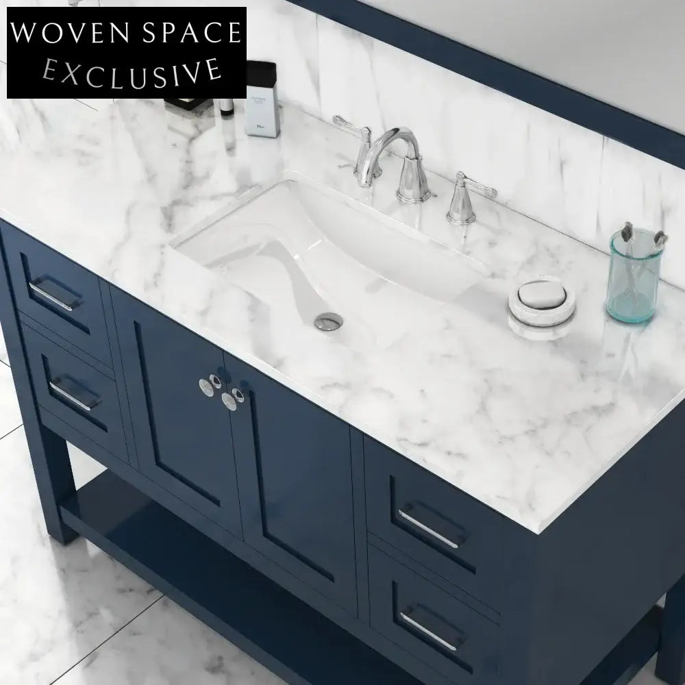 48-inch Solid Oak Wood Bathroom Vanity Cabinet with Soft-Close Drawers