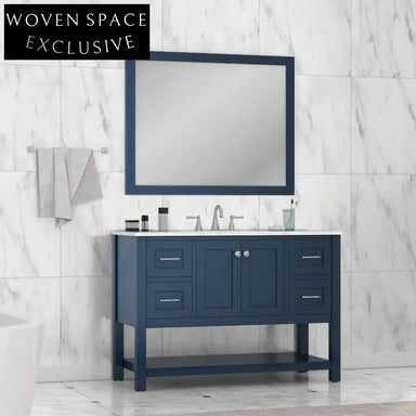 48-inch Solid Oak Wood Bathroom Vanity Cabinet with Soft-Close Drawers