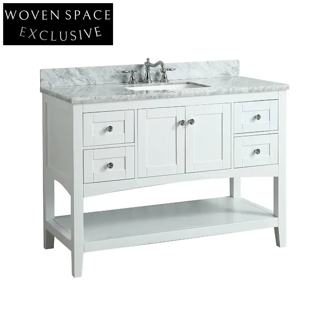 48-inch White Modern Design Bathroom Vanity Cabinet with Storage
