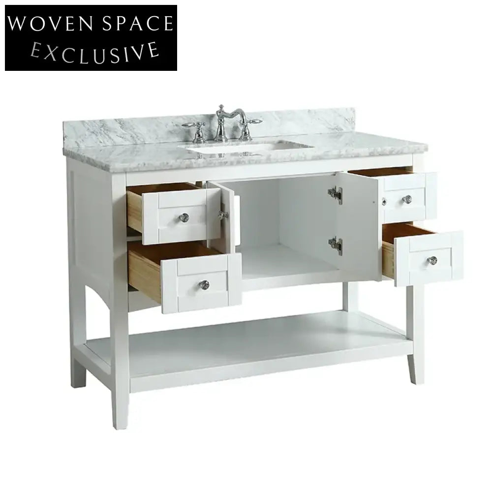 48-inch White Modern Design Bathroom Vanity Cabinet with Storage