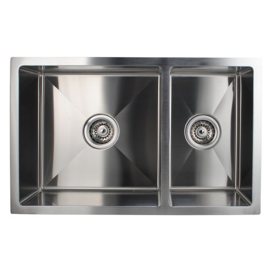 1.2mm Handmade Round Corners Double Bowls Top / Undermount / Flush Mount Kitchen Sink 715x450x200mm