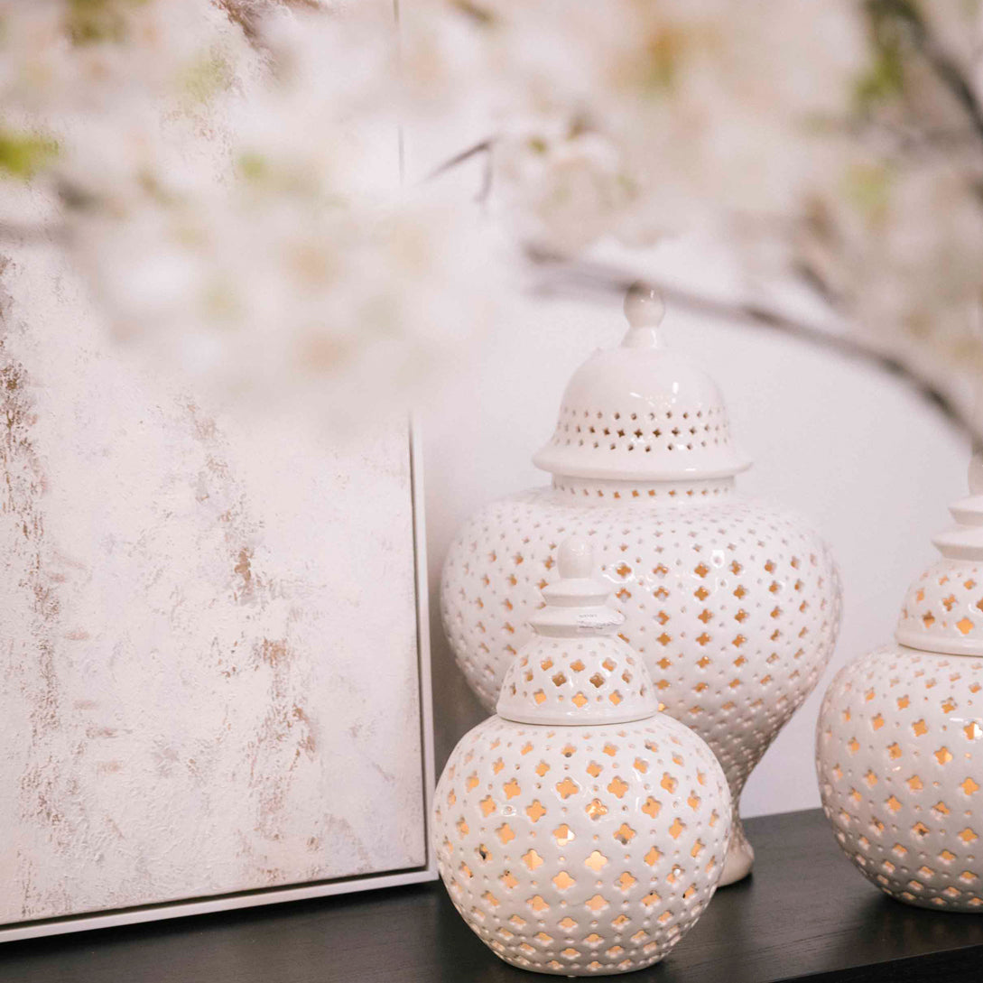 Miccah Temple Jar - Small White