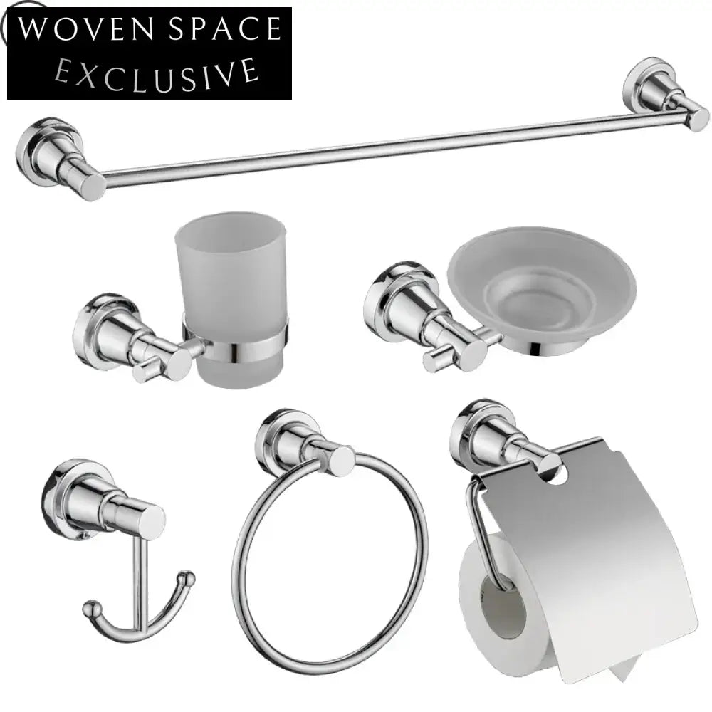 6-Piece Modern Stainless Steel Wall Mounted Bathroom Accessories Set