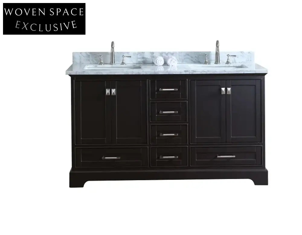 60" Classical Double-Sink Solid Wood Bathroom Vanity