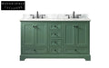 60" Classical Double-Sink Solid Wood Bathroom Vanity