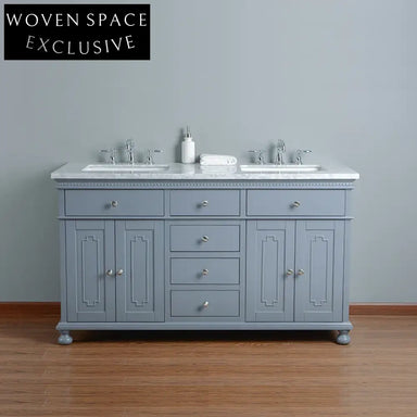 60-inch Grey Modern Solid Wood Plywood Bathroom Vanity Cabinet
