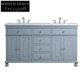 60-inch Grey Modern Solid Wood Plywood Bathroom Vanity Cabinet