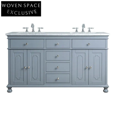 60-inch Grey Modern Solid Wood Plywood Bathroom Vanity Cabinet