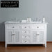 60 Inch Modern White European Style Bathroom Vanity Cabinet Set