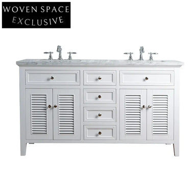 60 Inch Modern White European Style Bathroom Vanity Cabinet Set