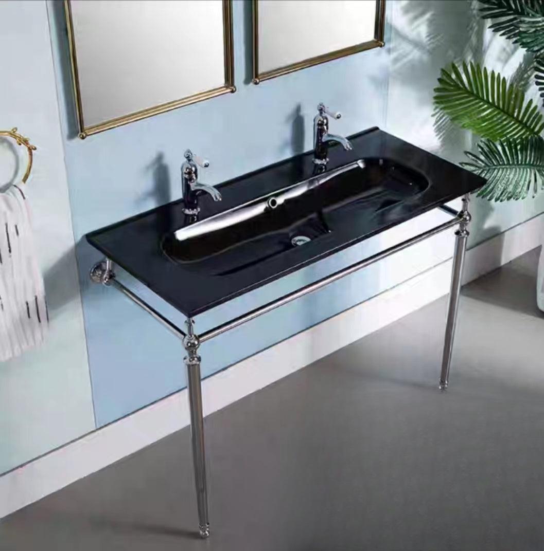 Mariann Retro Black Glaze Ceramic Basin Set