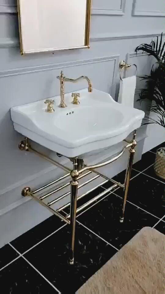 Jeffroi Retro Brass Double-Layer Wash Basin Set