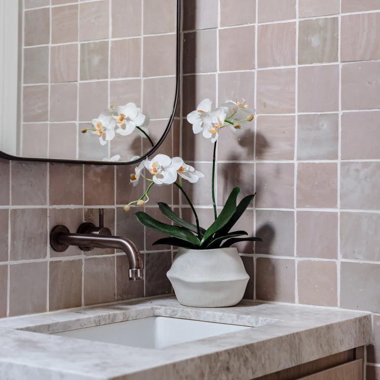 Faux Phalaenopsis Orchid Plant - Maliah Pot | White - 61cm