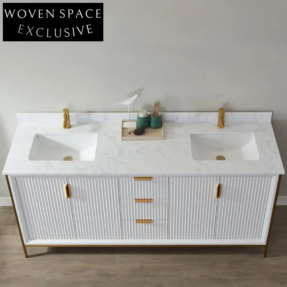 72-Inch Modern Bathroom Vanity Cabinet with Soft-Close Drawers and Basin