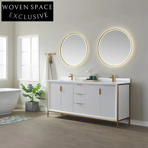 72-Inch Modern Bathroom Vanity Cabinet with Soft-Close Drawers and Basin