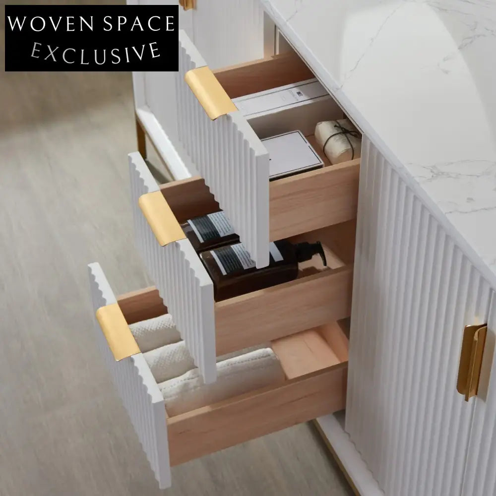 72-Inch Modern Bathroom Vanity Cabinet with Soft-Close Drawers and Basin