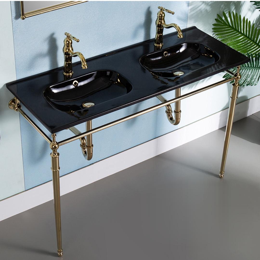 Mariann Retro Black Glaze Ceramic Basin Set