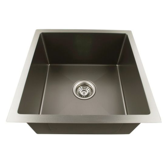 1.2mm Dark Grey Stainless Steel Handmade Single Bowl Top/Undermount Kitchen/Laundry Sink 440x440x205mm