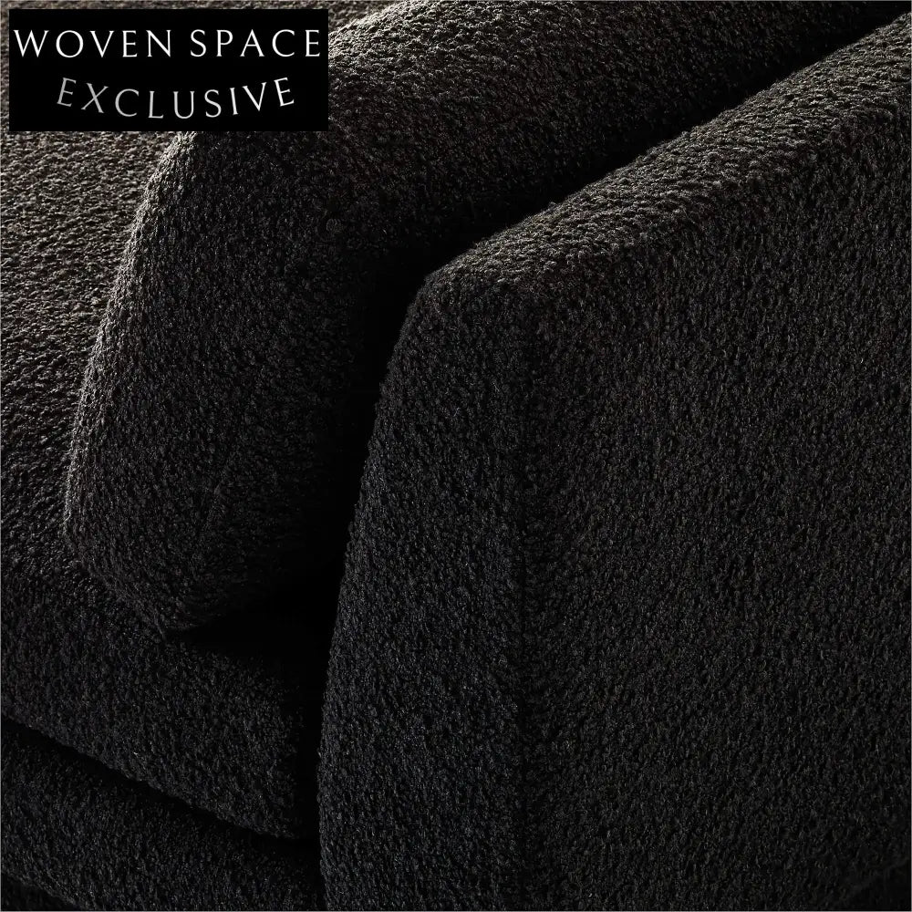Plinth 80-inch Armless Black Boucle Sofa: Modern Solid Wood Living Room