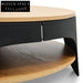 82cm Round Coffee Table - Natural - Black Coffee Tables