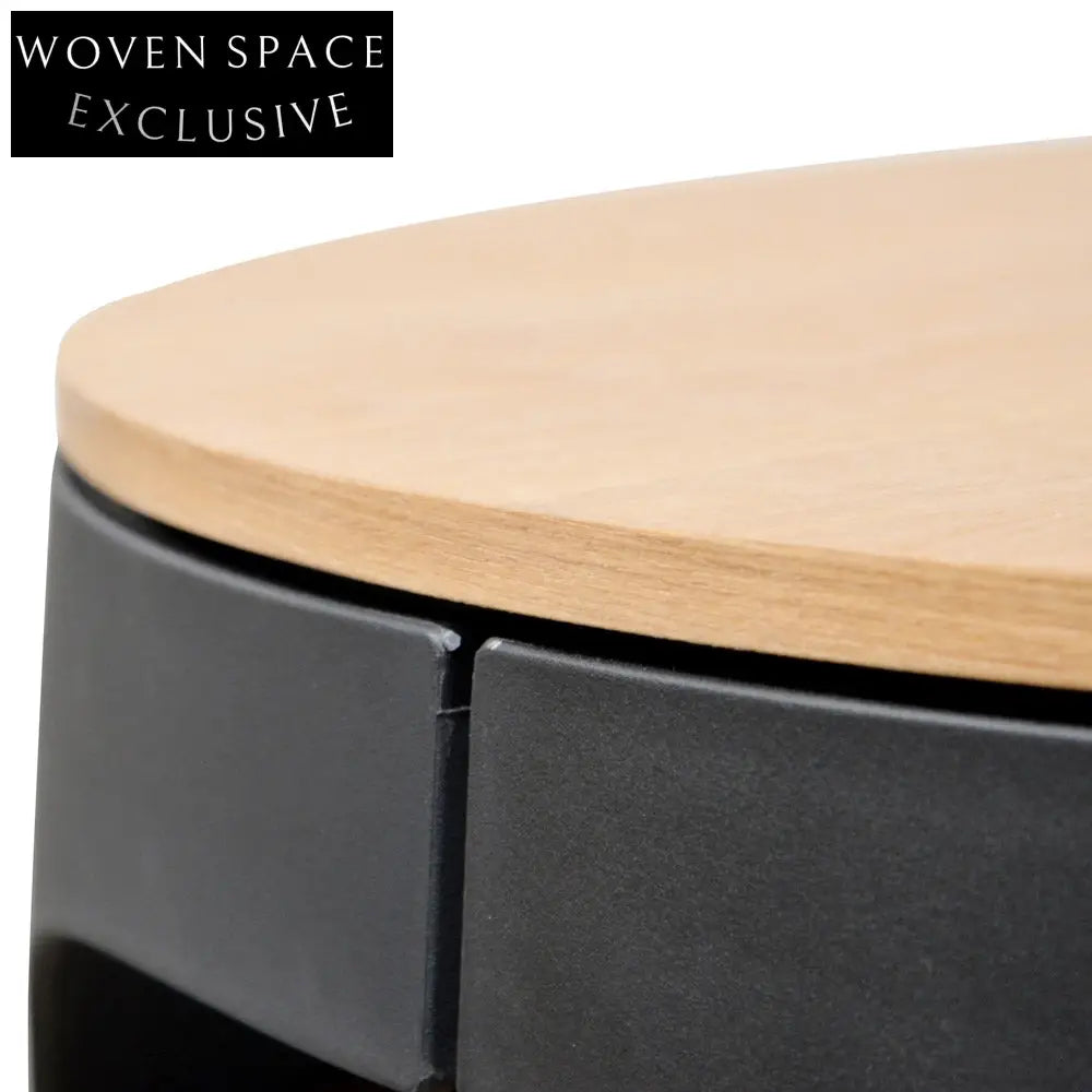 82cm Round Coffee Table - Natural - Black Coffee Tables
