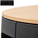 82cm Round Coffee Table - Natural - Black Coffee Tables