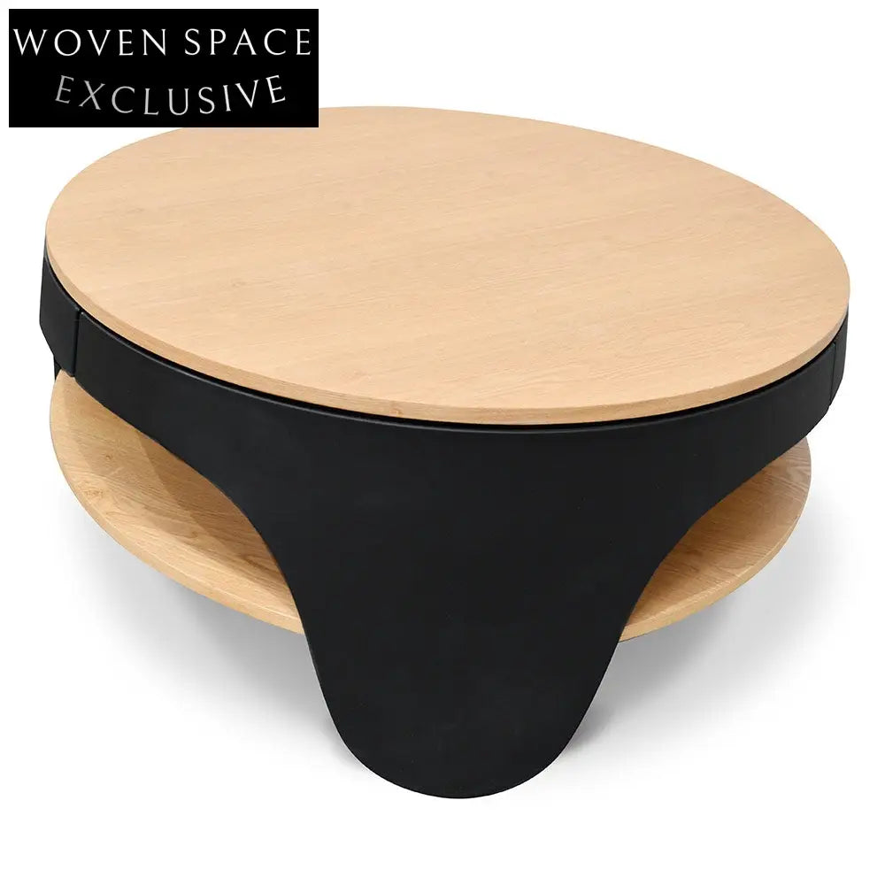 82cm Round Coffee Table - Natural - Black Coffee Tables