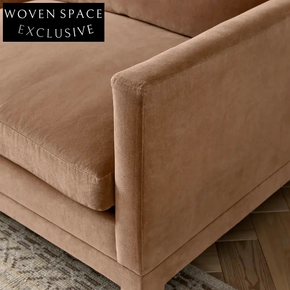 85-inch Modern Velvet Sofa Couch, Wood Design, Leisure Living Room Furniture