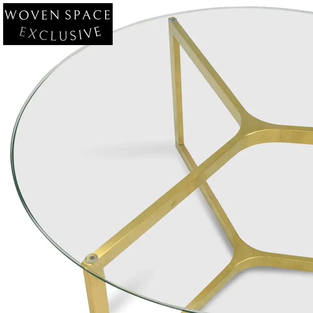 85cm Glass Round Coffee Table - Gold Base Coffee Tables