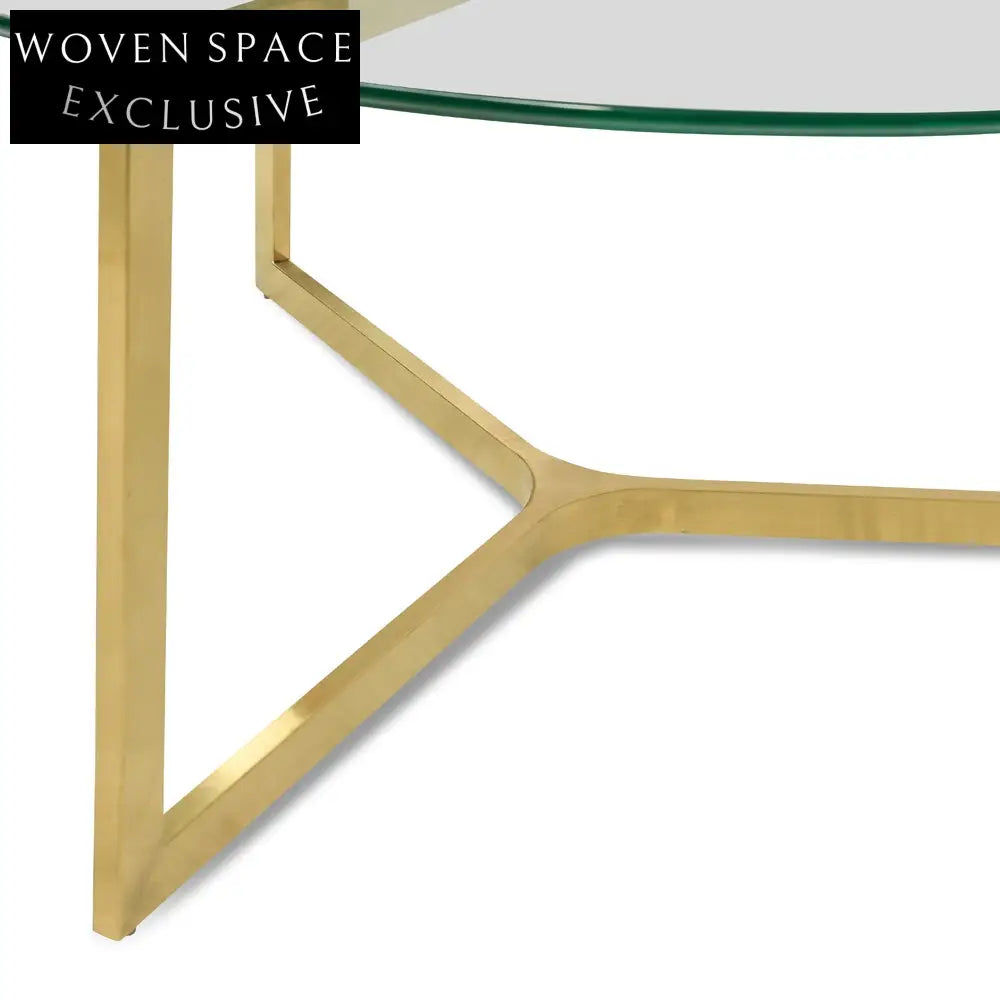 85cm Glass Round Coffee Table - Gold Base Coffee Tables