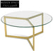 85cm Glass Round Coffee Table - Gold Base Coffee Tables