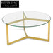 85cm Glass Round Coffee Table - Gold Base Coffee Tables
