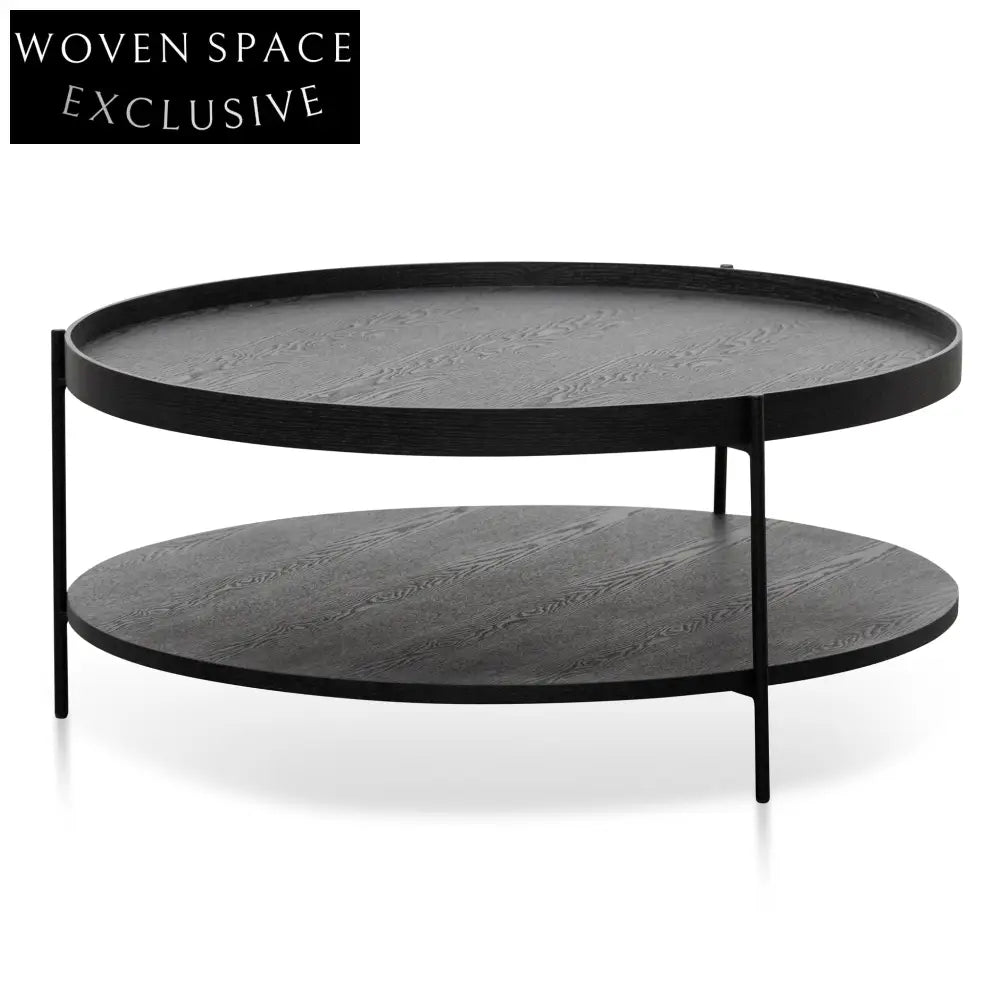  90cm Round Coffee Table - Full Black