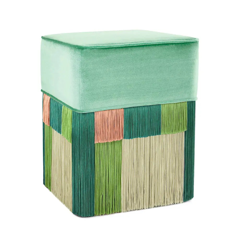 Elegant Velvet Storage Ottoman Pouf Footstool with Fringes for Modern Resorts