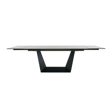 Modern Extendable Ceramic Top Dining Table, Space-Saving Metal Rectangular Restaurant Set