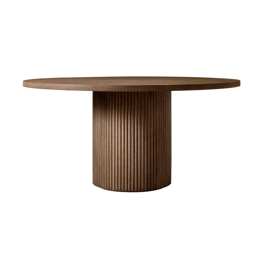 Elegant Round Wood Dining Table with Plinth Base for Modern Homes Dining Table