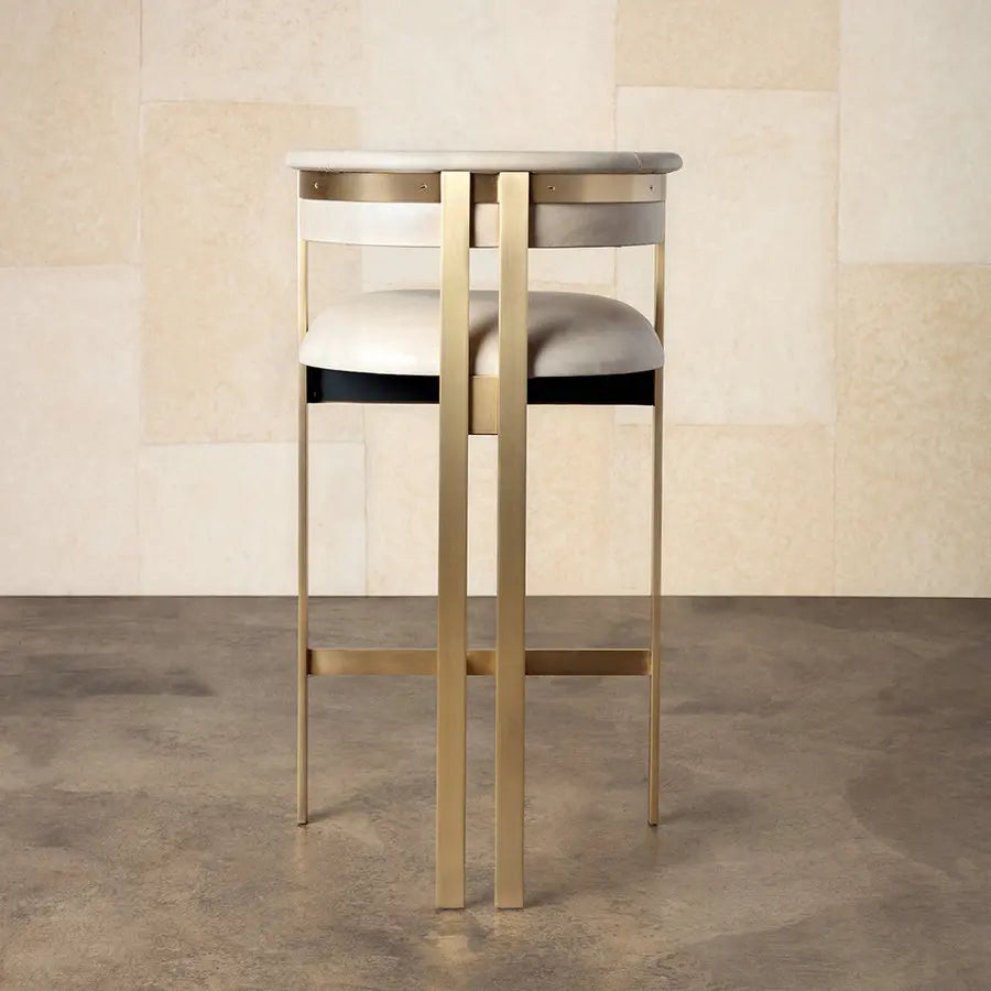 Luxurious Italian Modern Kitchen Counter Barstool with Gold Metal Base