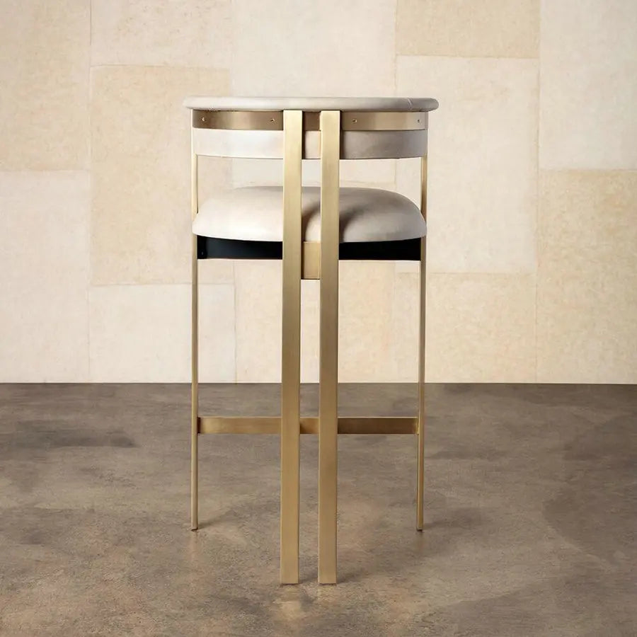 Luxurious Italian Modern Kitchen Counter Barstool with Gold Metal Base