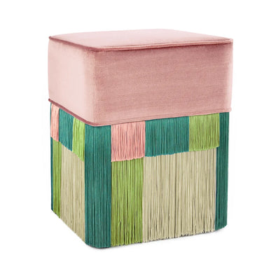 Elegant Velvet Storage Ottoman Pouf Footstool with Fringes for Modern Resorts