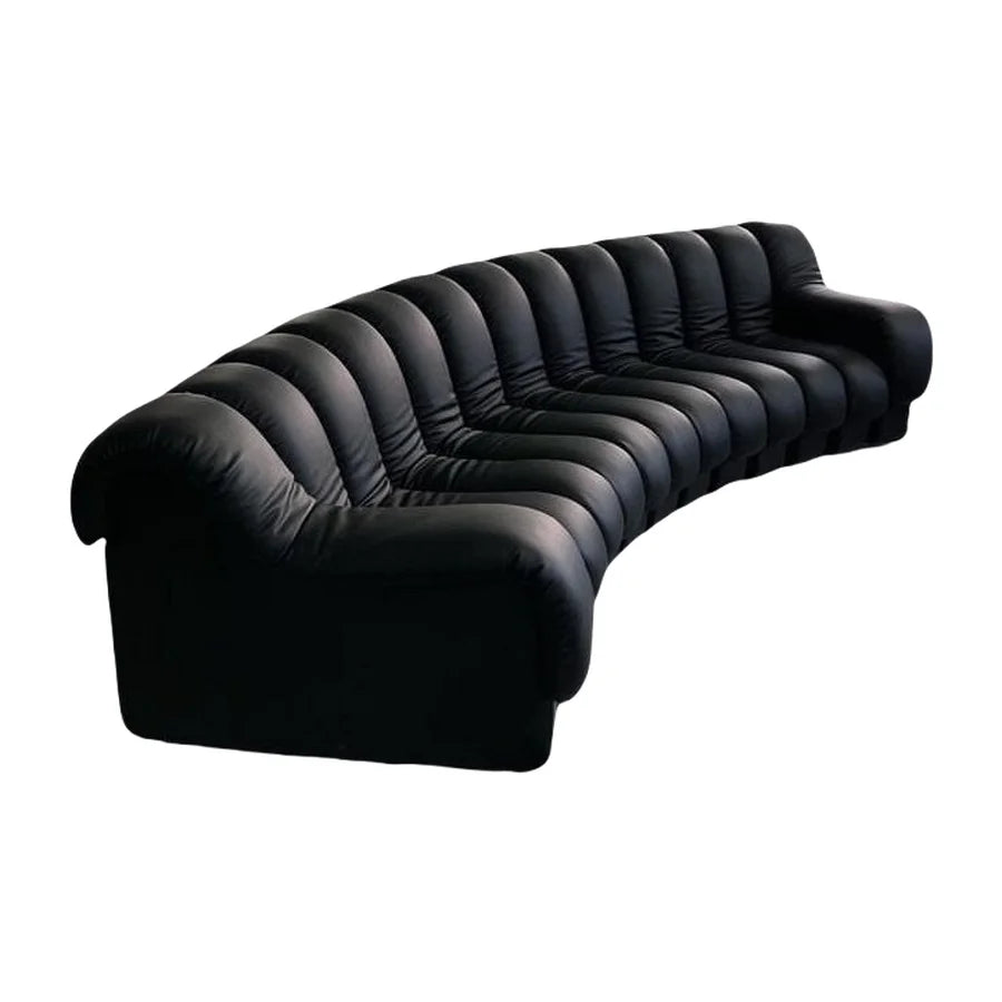 Luxurious Modular Curved Sofa: Faux Leather, Sectional, Snake Bone Design