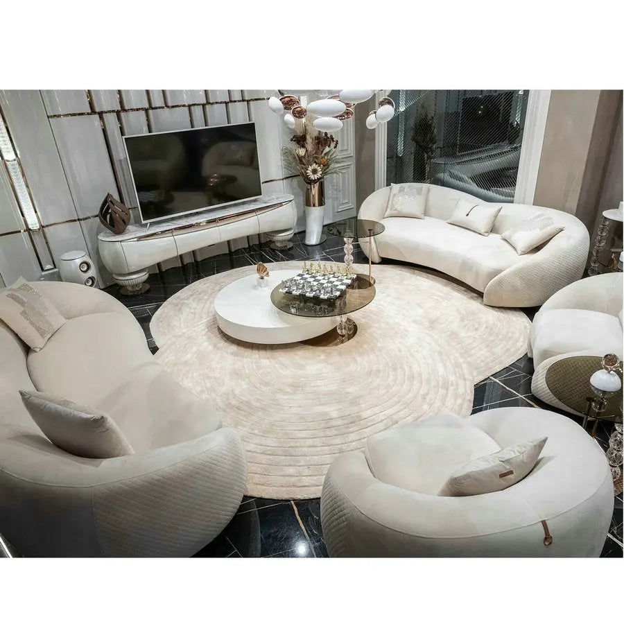 Luxurious Arabic Majlis Upholstered Velvet Three-Seater Fabric L-Shape Sofa