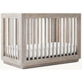Luxury Teak Wood Baby Crib: Wabi-Sabi Distressed Grey Nursery Cot