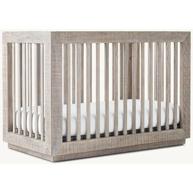 Luxury Teak Wood Baby Crib: Wabi-Sabi Distressed Grey Nursery Cot