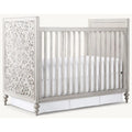 Artisan Carved Distressed White Mahogany Baby Crib - Victorian Nursery Cot