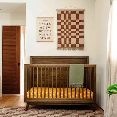 Premium Solid Teak Convertible Baby Crib, Mid-Century Modern Nursery Cot