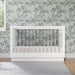 Modern White Convertible Baby Crib Clear Panels, Premium Mahogany Wood Nursery