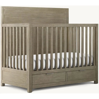Premium Solid Teak Convertible Baby Crib with Storage Drawers Nursery Furniture